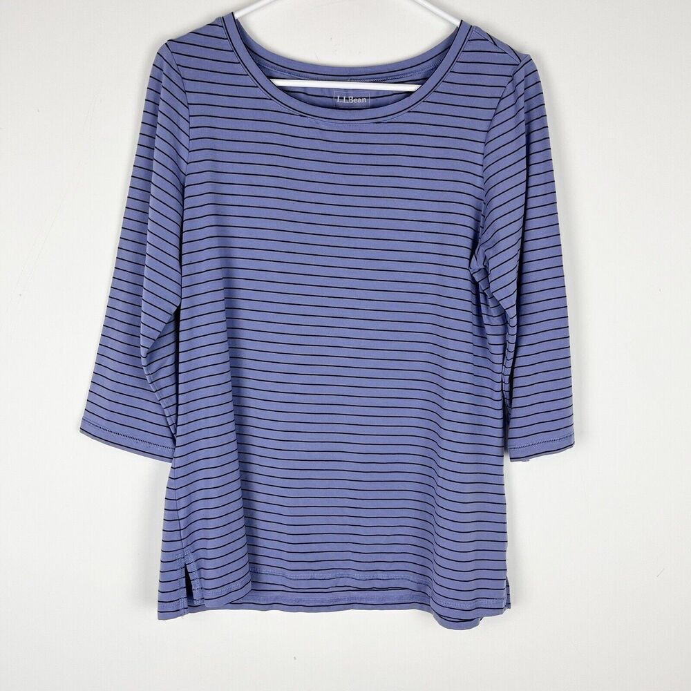 LL‎ Bean Purple Striped Jersey Net Blouse Small Outdoor Camping​​